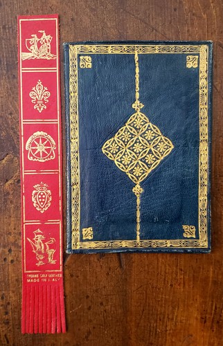 Vintage MAROKKO LEDER Buch/Notizbuch UMSCHLAG Goldakzente & ITALIEN Lesezeichen
