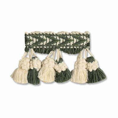 Lee Jofa Cantal Collection Tassel Fringe Palm/Ivory Trim Passementerie Drapery - Picture 1 of 3