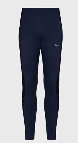 New $80 Saucony Mens XXL Solstice Tight Blue & Black Running Pants - Picture 4 of 5