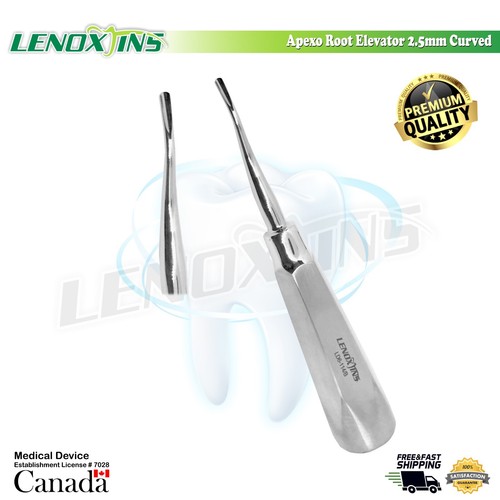 Dental Apexo Elevators 2.5MM Curved, German Stainless, Dental