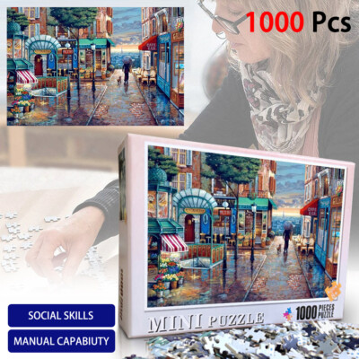 1000 Pieces Romantic Town Growups Puzzle Game Adult Growups Puzzle Noctilucent