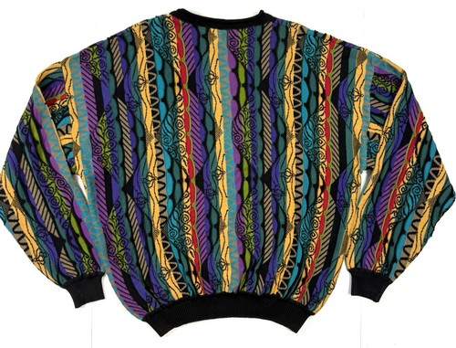 Vintage St Croix 3D Knit Sweater Mens Sz XL Biggie Coogi Cosby Style Multicolor - Picture 2 of 8