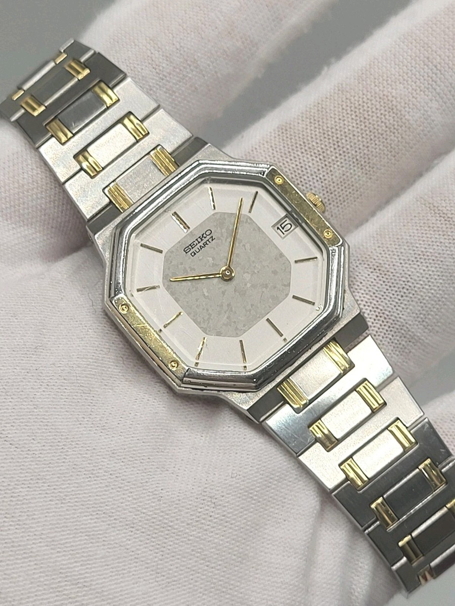 JAPAN [N. MINT] 1982 SEIKO 30mm Two Tone UNISEX 7439-5000 Octagon
