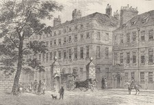 WESTMINSTER. Storey's gate, St.James's Park, in 1820. London c1880 old print