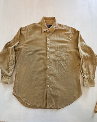 Vintage Polo Ralph Lauren Shirt Mens L 16.5 32/33 Tan 100% Cotton