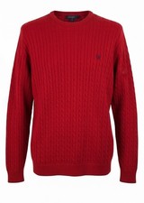 CHAPS Men  s Cable Knit Crimson Sweater Sz L Y2K Preppy Collegiate Heritage Crest