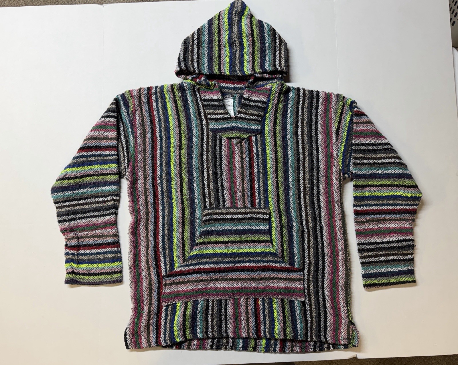 Canyon Creek Rainbow Multicolor Drug Rug Mexican Baja Women’s XL Hoodie