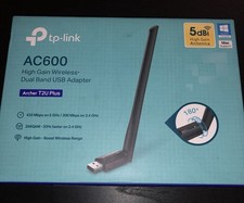 TP-Link Archer T2U Plus AC600 Dual-Band USB Wi-Fi Adapter High Gain Antenna PC
