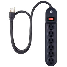 6-Outlet Power Strip with 3 Ft. Extension Cord, Black