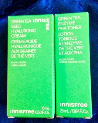 Innisfree Green Tea Hyaluronic Lotion .50 Oz + Enzyme Toner .84 Oz