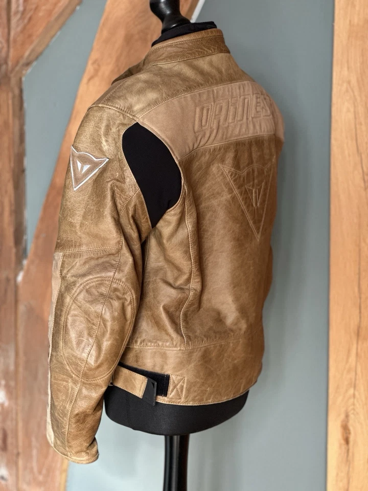 Dainease Stripes Men’s Leather Jacket with Zip Out Lining Motorcycle Jacket - Image 2 of 4