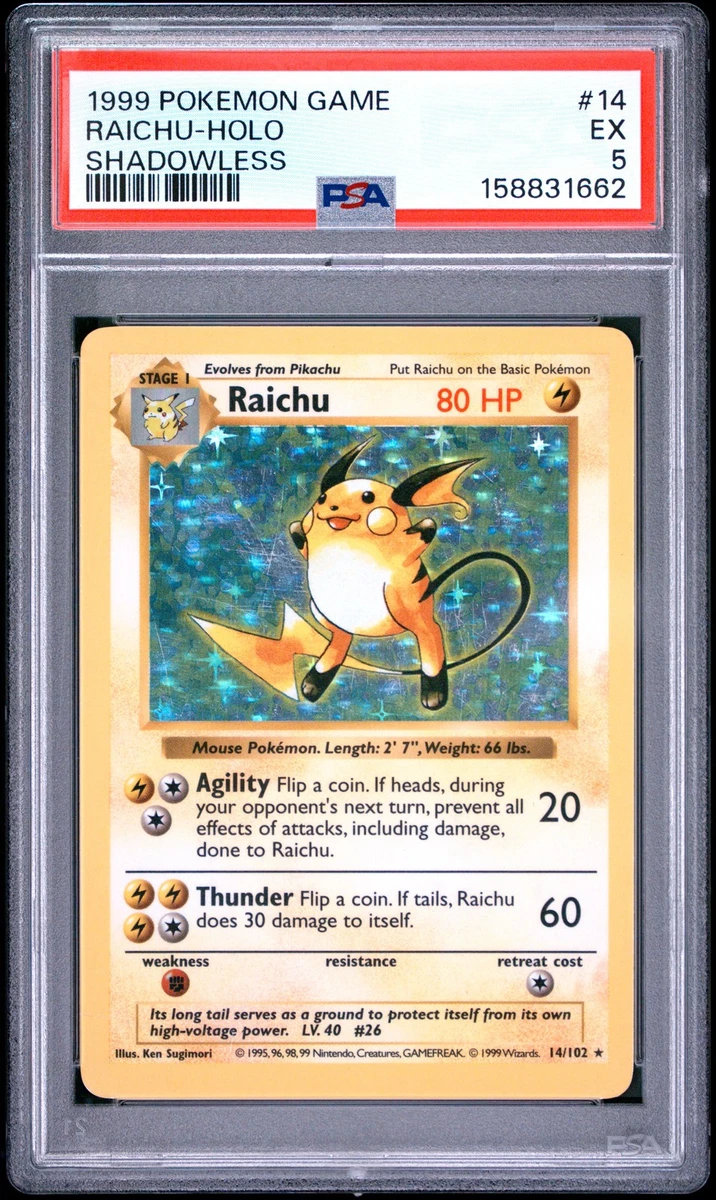 1999 Raichu シャドーレス　ライチュウ shadowless psa8 Raichu Pokémon TCG Shadowless Individual Collectible Card Game