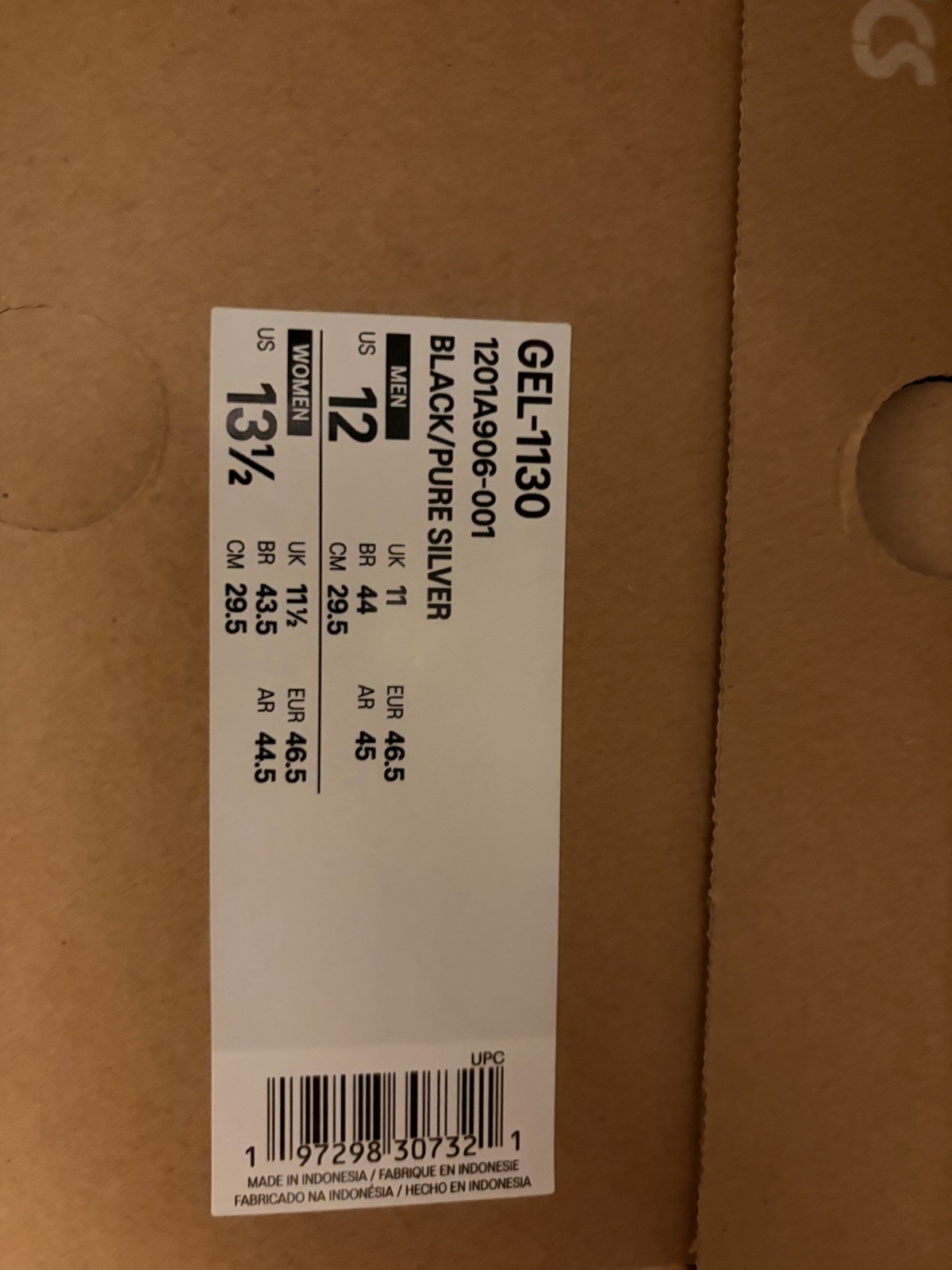 Sz 12 M ASICS GEL-1130 Black/Pure Silver Men’s Athletic Sneaker 1201A906-001 thumbnail 6