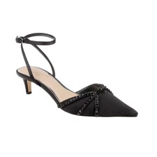Women's Jewel Badgley Mischka Indra Pointed Toe Pumps Black Satin