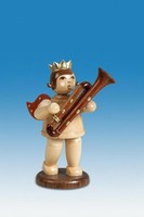 Holzengel Musikengel Engel Mit Sarrusophon Ohne Krone / Natur HöHe Ca 6,5 Cm NEU