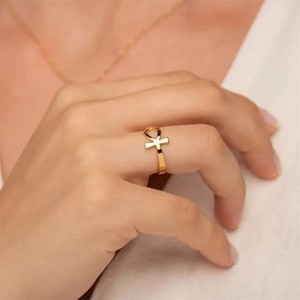Authentic Egyptian Ankh Ring 18K Gold Plated Key of Life Adjustable