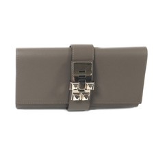 HERMES PHW Medor Clutch Bag Veau Swift Leather Etain