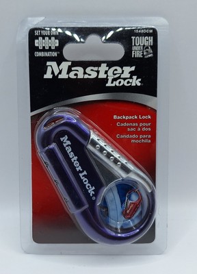 Master Lock 1548DCM Backpack Lock Set Your Own Combination Purple NEW/SEALED 