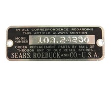 Craftsman 103 Series Band Saw Name Plate Logo Tag Badge Emblem 103.24280 Craftsman 103 Series Band Saw Name Plate Logo Tag Badge Emblem 103.24280