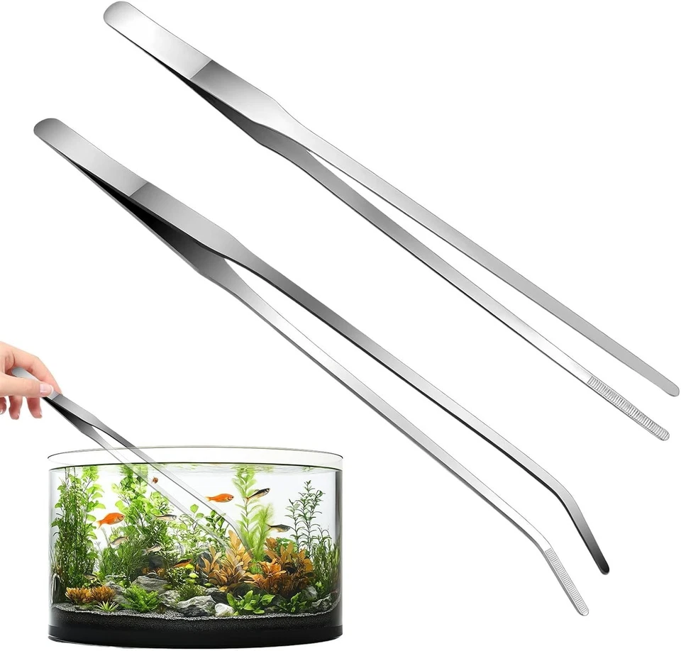 Pinces Droites et Courbées 27 cm en Acier Inoxydable pour Reptiles & Aquariums - Photo 3/4