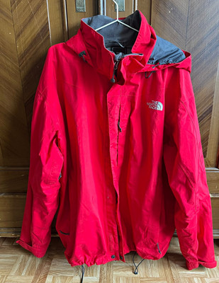 The North Face Regenjacke Rot/Grau 2XL Nylon Kapuze Taschen