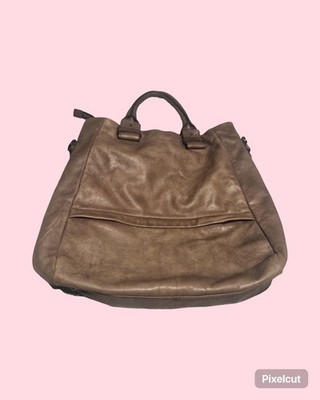 90s Vintage Esprit collection Tan Brown Bag, Y2K, Boho Tote, Pebbled Leather 