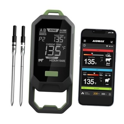 Wireless Smart Meat Thermometer with Dual-Sensor Probe, 557FT Remote 