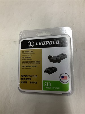 New Leupold STD Savage 10/110 Round 2-pc Scope Base, Matte Black 55742
