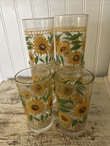 CRISA VINTAGE MODELLO GIRASOLE SET DI SEI BICCHIERI DA 8 OZ - Foto 2 di 3