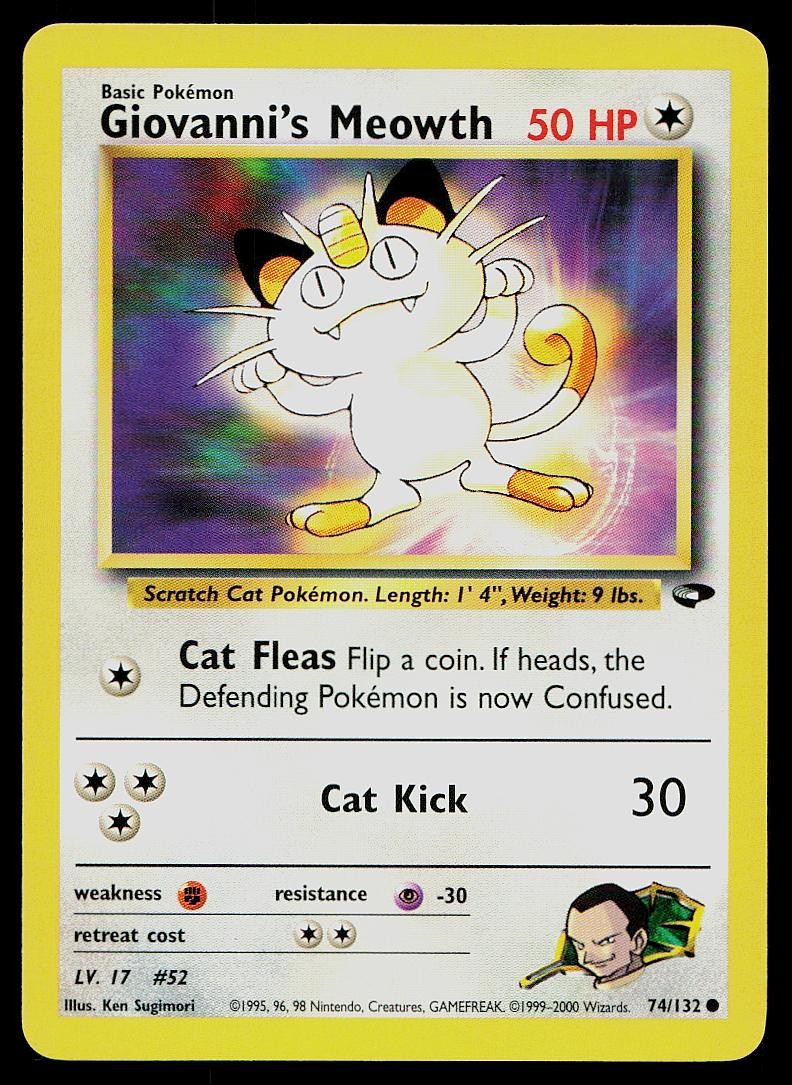 Pokemon Card Gym Challenge Giovanni's Meowth 74/132 Common