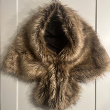 Caracilia Large Faux Fur Shawl Wrap Brown Wedding Bridal Evening Scarf Stole