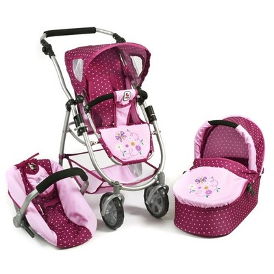 Bayer Chic 2000 3in1 Kombi Puppenwagen EMOTION ALL IN Dots Brombeere NEU