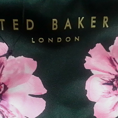 Ted Baker Black & Pink Floral Makeup Bag with Zipper and Straps