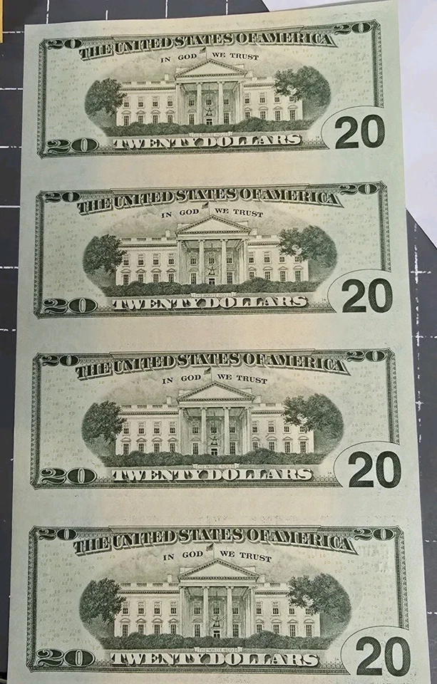 Series 2004 A 4 Subject Uncut Sheet $20 Federal Reserve Star Notes 5 Digit S/N - Image 2 of 2