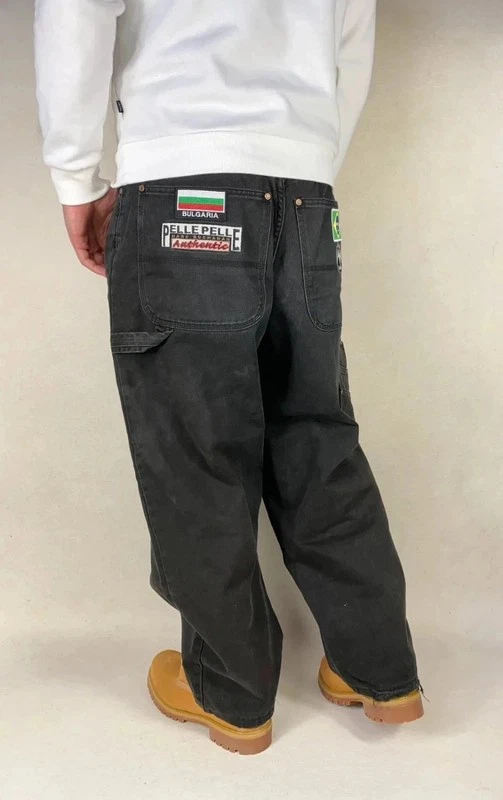 Baggy Pelle Pelle Carpenter Y2K 90s vintage rare Denim pant Large embroided 100 - Photo 3/4