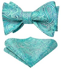 Bow Ties for Men Paisley Bowties Mens Self Tie Bow Tie One Size 03-teal/Blue