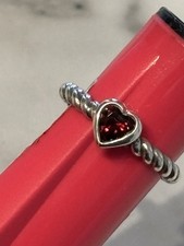 ❤️ James Avery Garnet Heart Twisted Rope Ring 💍 Sterling Silver ✨ Sz 8 ❤️