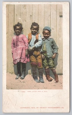 Black Americana PC ''Two Jacks and a Jill'' Children Detroit Photo Co 1905