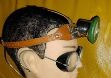 Antica Torcia da capo Lavoro Speleologia JEAB Svezia Metallo Cuoio batteria NOS