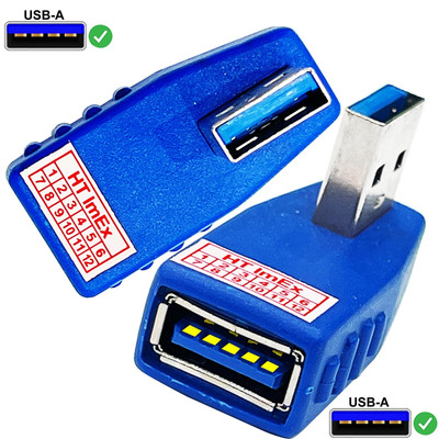 Blue - USB3.0A Male Female to Extension Cable 90Degree left Angle Adapter Plug