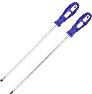 Slotted and Phillips Screwdriver, PH2 12'' Long Cross-head & Flat Blade Blue...
