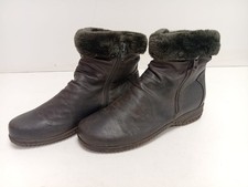 Pavers Women’s Dark Brown Leather Zip Up Fur Trim Ankle Boots. UK(5)EU(38)-BOX24