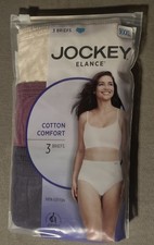 WOMEN'S JOCKEY ELANCE 100 COTTON COMFORT 3 PK BRIEFS - SIZE 9/XXL NEW