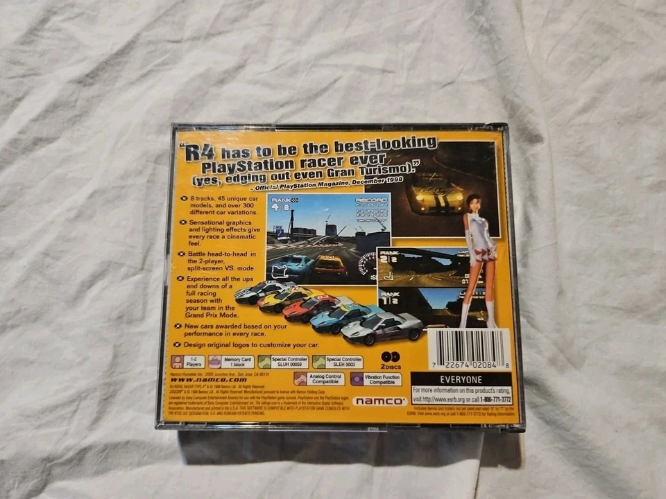 R4: Ridge Racer Type 4 (PS1, 1998) CIB w/ Reg Card + Case Protector  - Image 2 of 4