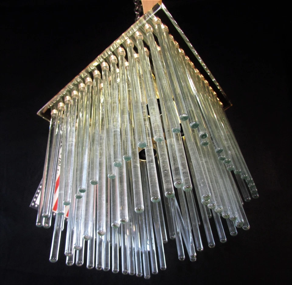 Lámpara de araña moderna Mid-Century Triarch International 1414BR vidrio de latón Foto 2 de 4