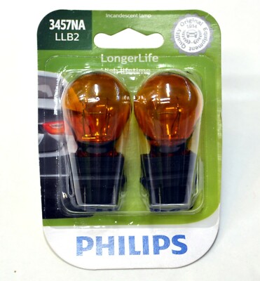 Philips LongerLife 3457NA 27/8W Two Bulbs Front Turn Signal Park Replace OE Fit