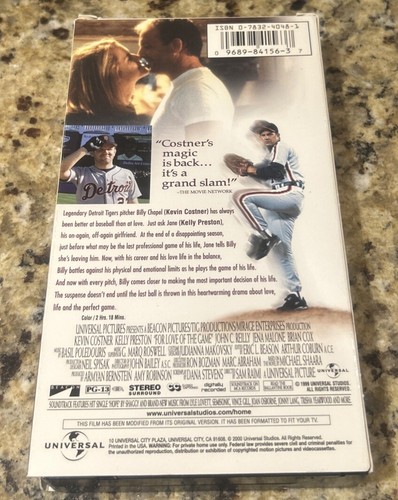 For The Love Of The Game VHS Kelly Preston John C. Reilly Kevin Costner - Picture 2 of 3