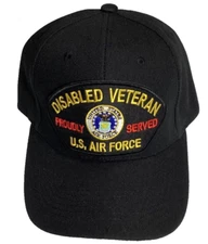 U.S. AIR FORCE DISABLED VETERAN PROUDLY SERVED Military Ball Cap - Black