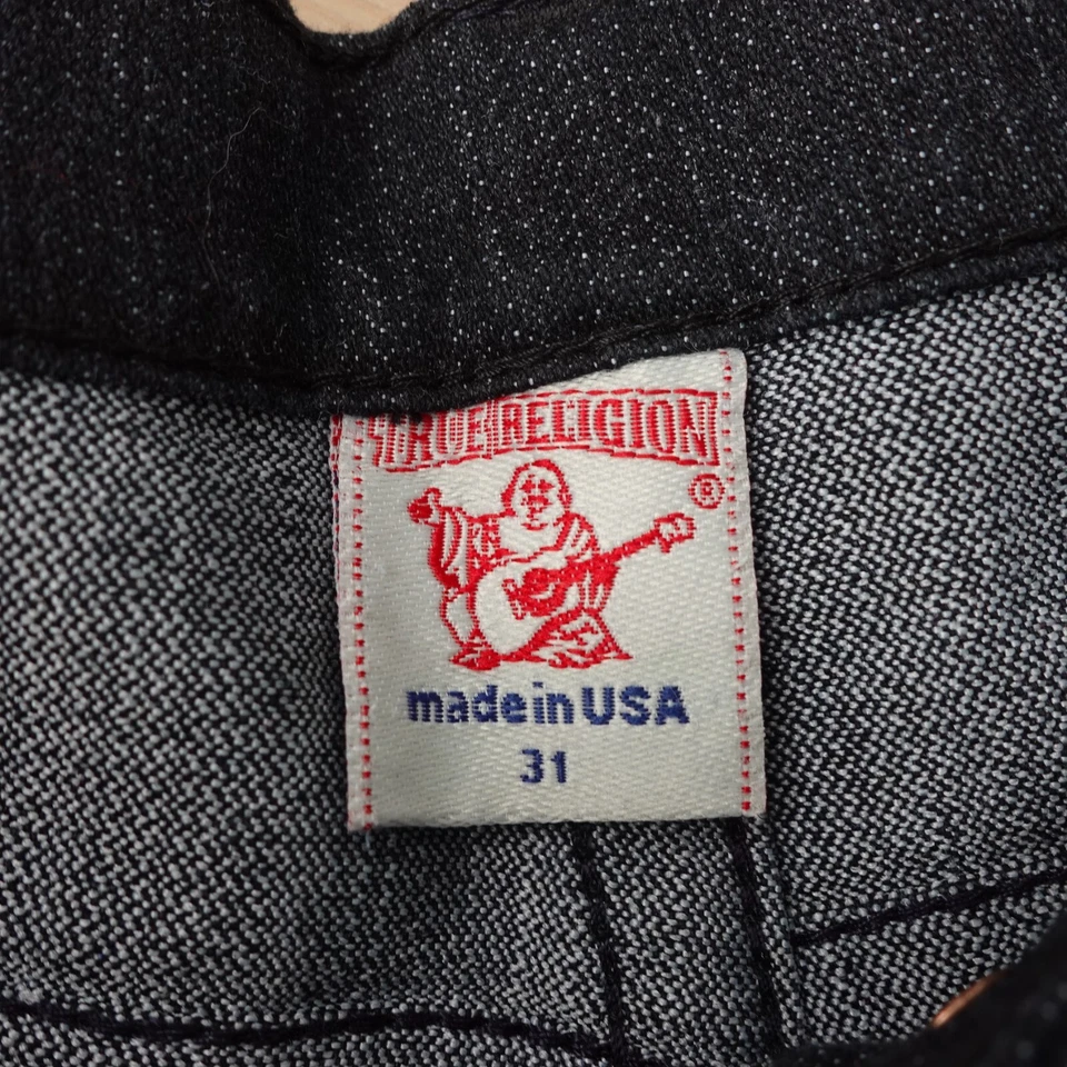 Vintage True Religion Shorts Womens 31/4 Black Bermuda Denim Horseshoe Logo Y2K - Image 4 of 4