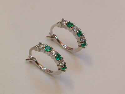 Feinste Edelstein & Zirkonia Creolen in Sterling Silber - 925 - Brillant Schliff